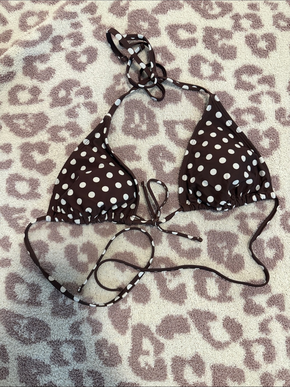 wild fable Brown and White Polka Dot Triangle Bikini Top